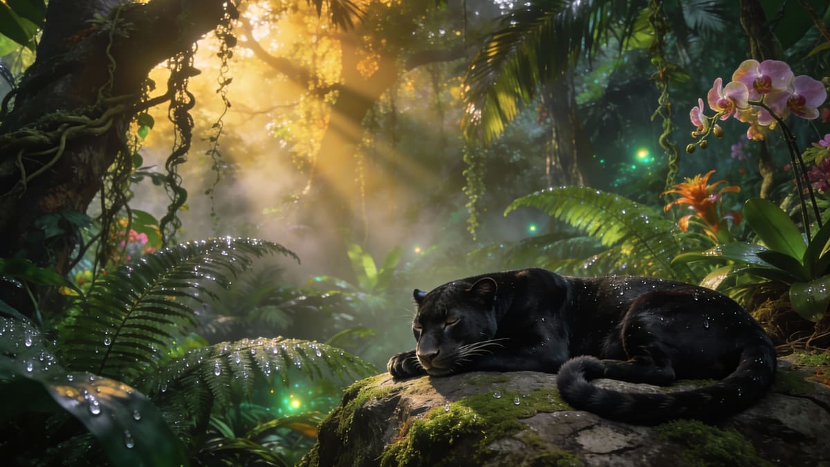Pantera negra en la selva