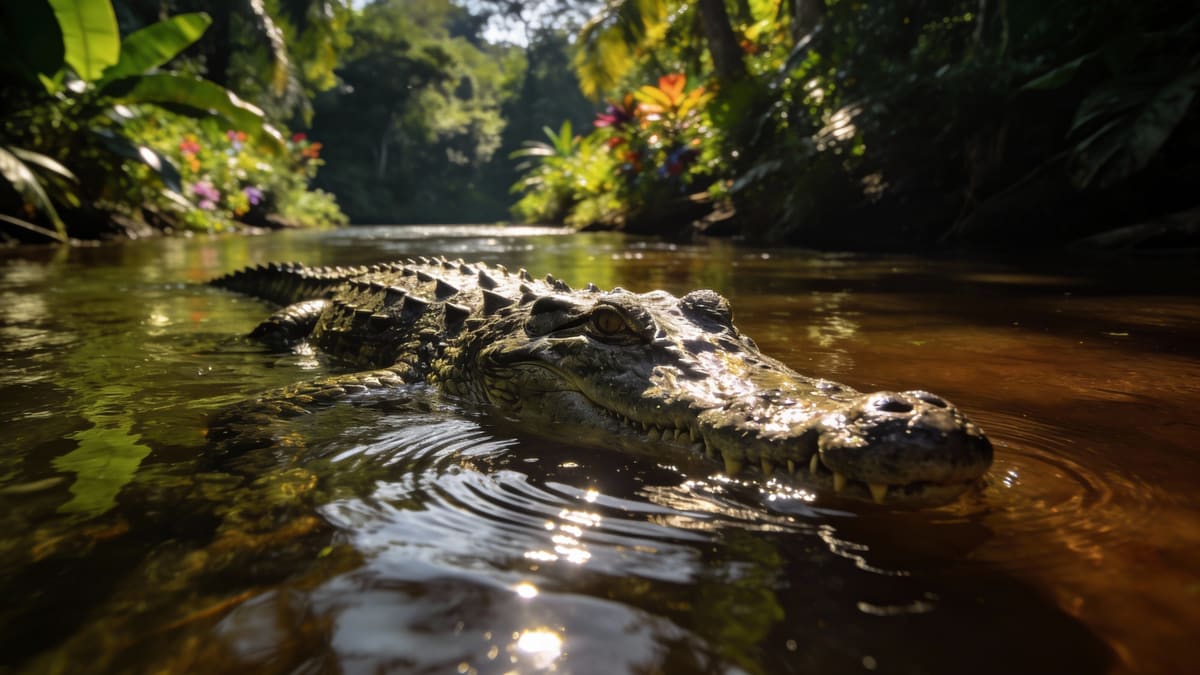 Imagen del puzzle Cocodrilo en el río